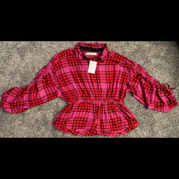 New With Tags Women's We The Free Plaid Shirt Size Medium - Picture 2 of 9